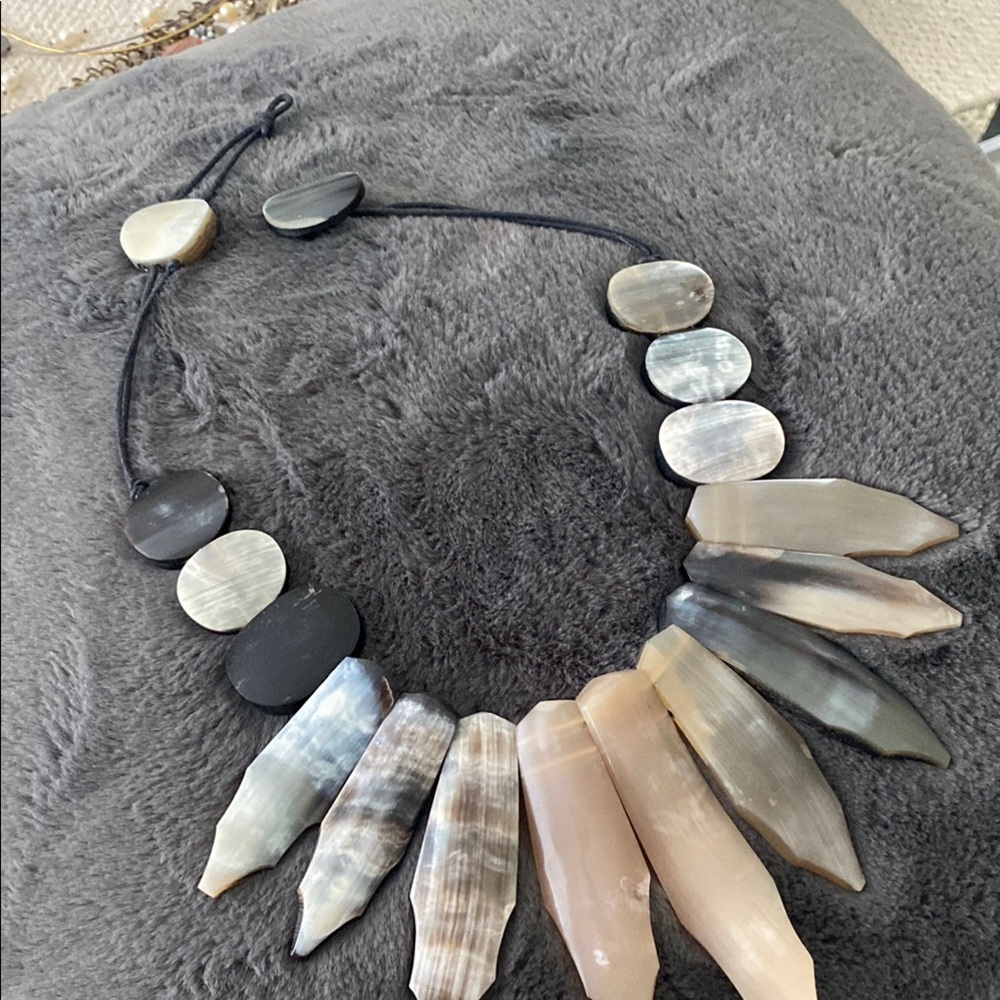 Black and Gray Statement Necklace with Organic Design